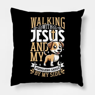 Jesus and dog - Perdigueiro Galego Pillow