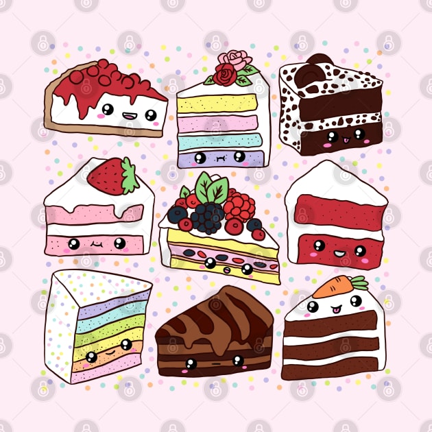 Cute cakes illustration - 9 different cakes kinds by Yarafantasyart