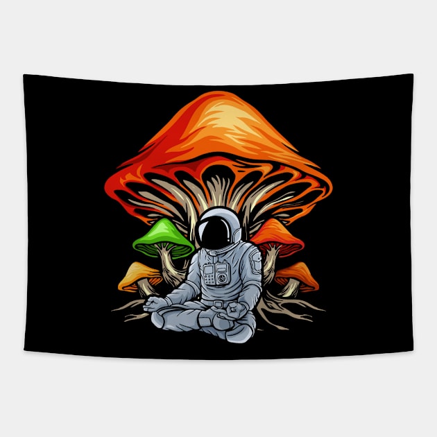 Astronaut Psychedelic Psilocybin Magic Mushrooms Tapestry by swissles