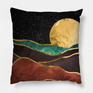 Gold landscape with moon #1 Pillow