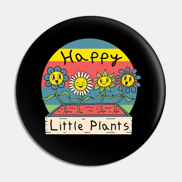 Happy Little Plants Pin by Vincent Trinidad Art