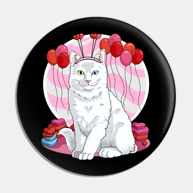 Turkish Angora Valentines Day Heart Cat Love Pin by Noseking