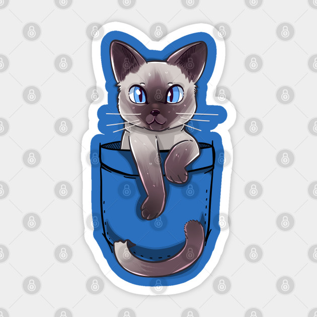 Pocket Cute Siamese Cat Siamese Sticker Teepublic