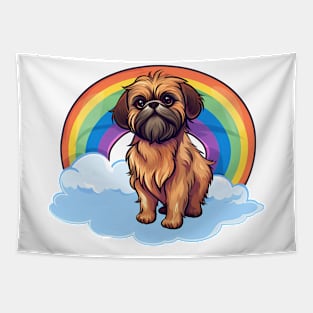 Cute Brussels Griffon Rainbow Cloud Kawaii Dog Happy Puppy Tapestry