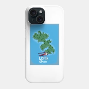 Leros Greece travel map Phone Case