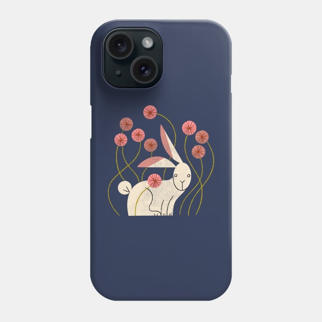 Rabbit and Wildflowers Phone Case by Renea L Thull