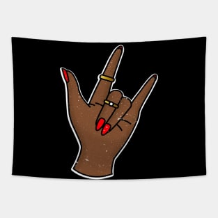 Rock And Roll Hand Sign  - Rock n Roll Party - Black Power Tapestry