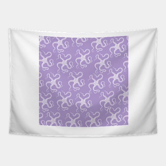 spiny brittle starfish aloha print hawaii pattern light purple and white Tapestry by maplunk