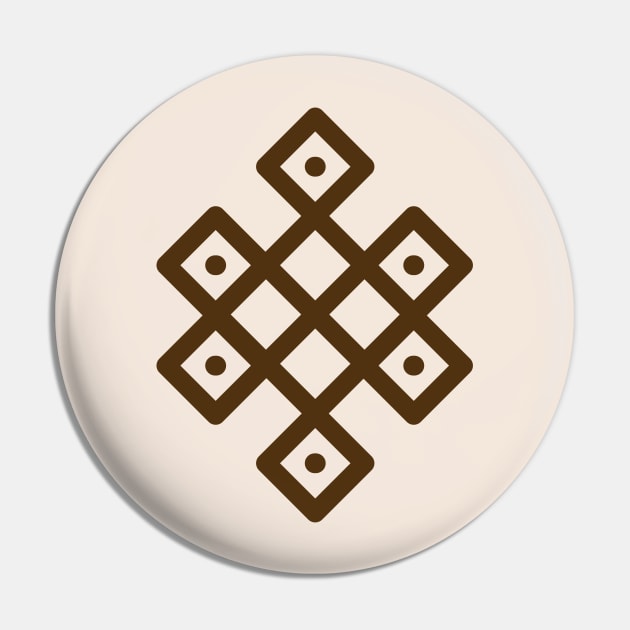 Tibetan Endless Knot - Brown Pin by footloosefabric