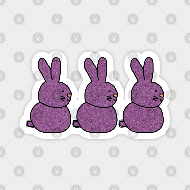 Three Purple Bunny Rabbits for Easter Magnet by ellenhenryart