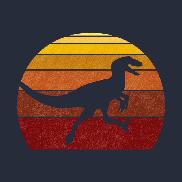 Utahraptor or Velociraptor Synthwave Sunset Sunrise Dinosaur by FalconArt