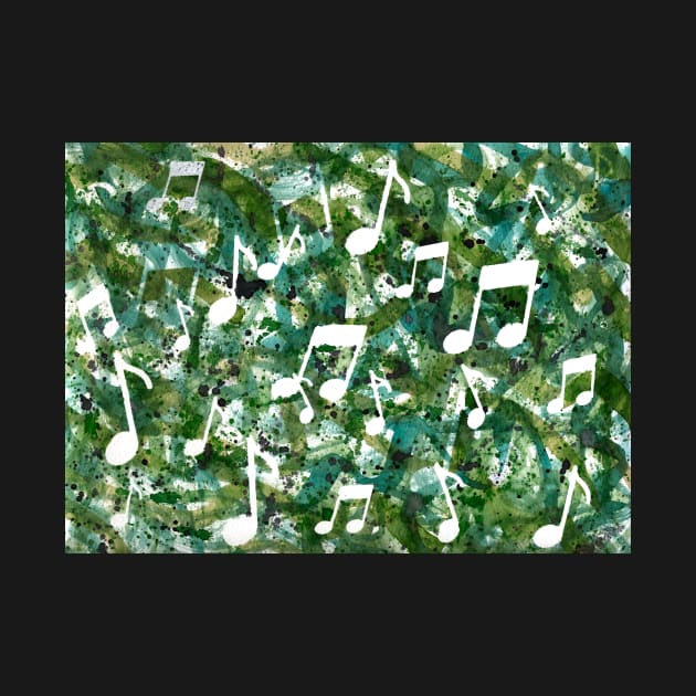 Jungle Boogie | Green Watercolor Music Note Silhouettes by gloobella