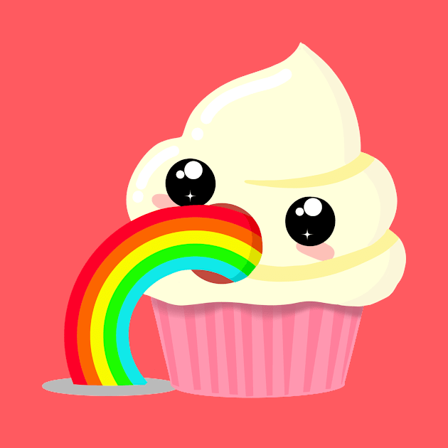 Kawaii Puking Rainbow Cupcake Emoji by LittleBunnySunshine