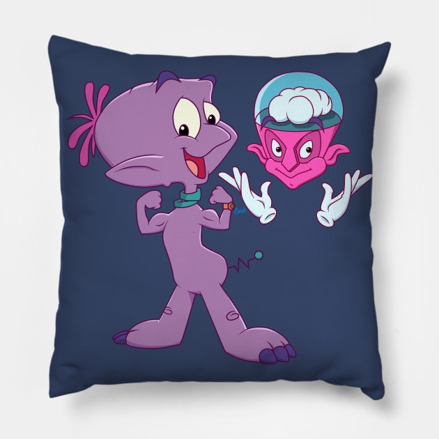 Widget and Mega Brain Pillow by corzamoon