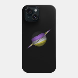 Planet and Rings in Non-Binary Pride Flag Colors Phone Case