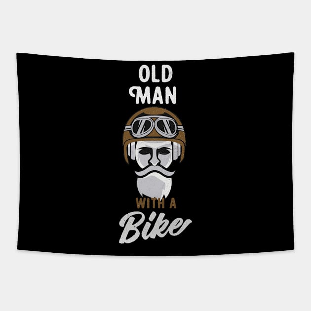 Old Man Motorcycle Club Vintage Grunge Biker Tapestry by Foxxy Merch