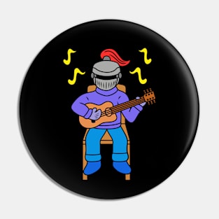 Cute cartoon knight playing guitar Pin