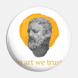 In Art We Trust | Plaster Head With Gold Paint Stroke Pin