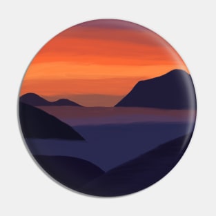 Sunset Sky Colors with Dark Mountains Pin