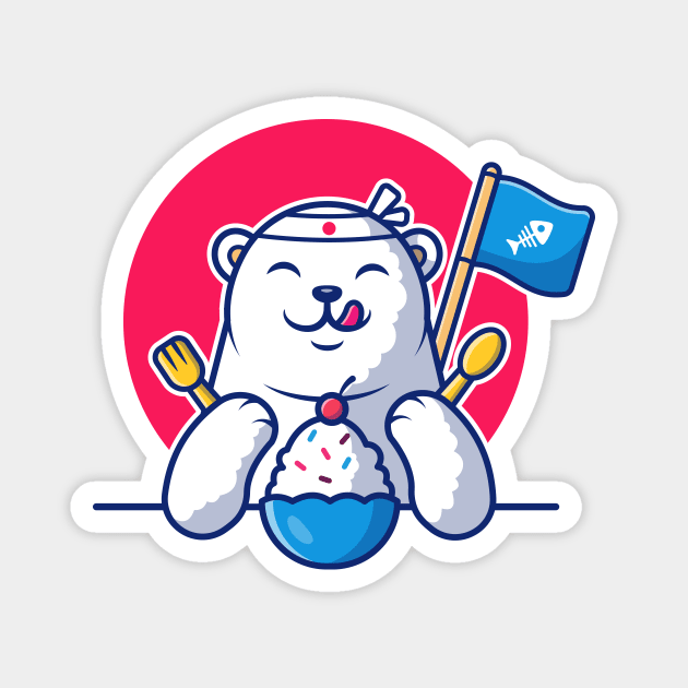 Cute polar bear eating ice cream Magnet by Catalyst Labs