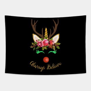 Always Believe T-Shirt Christmas Unicorn Tapestry