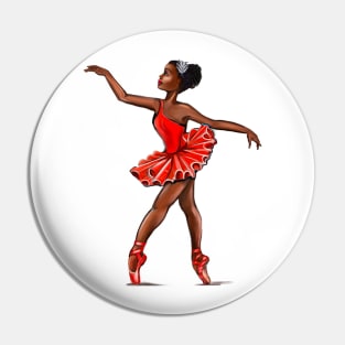 Ballet in red pointe shoes - African American black ballerina doing pirouette in red tutu Pin