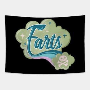 Farts Green Poison Cloud Kawaii Skull and Crossbones Tapestry