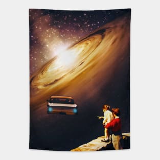 Our Ride To The Galaxy - Space Collage, Retro Futurism, Sci-Fi Tapestry