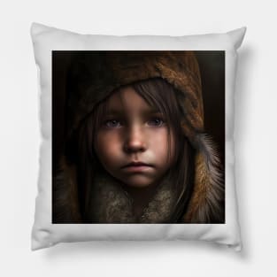 A Young Child in A Wool Cap Pillow