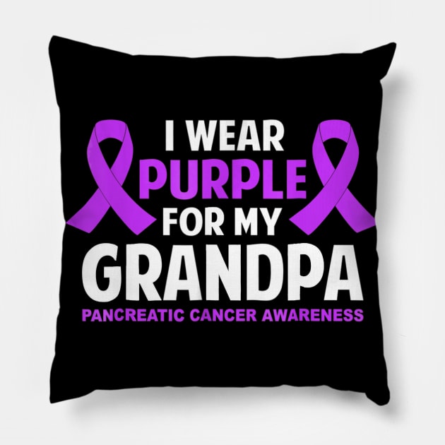 I Wear Purple For My Grandpa Pancreatic Cancer Pillow by LiFilimon