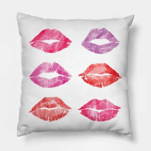 Kissing Lipstick Collage, Lips of Love Art Print Pillow