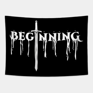 The Beginning After The End Black and White Melted Text Typography Tapestry