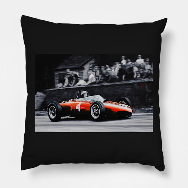 Phil Hill, Ferrari 156 'Shark Nose' Pillow by oleynik