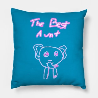 Best Aunt Elephant Pink/White Pillow