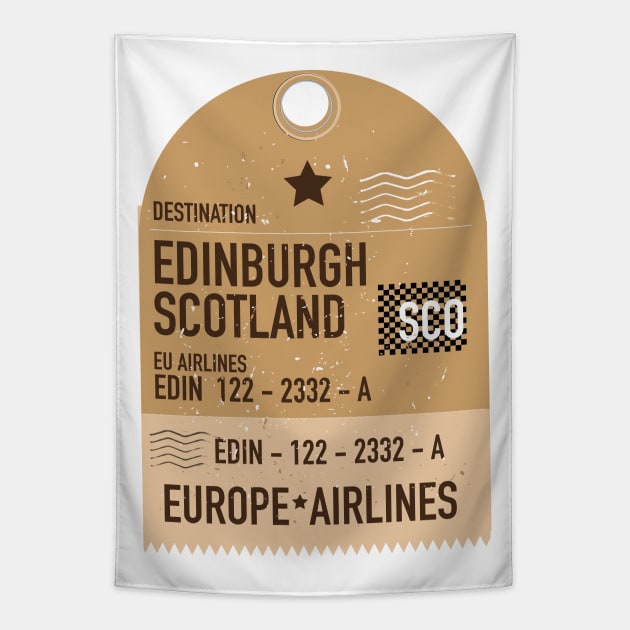 Edinburgh Scotland plane ticket Tapestry by nickemporium1