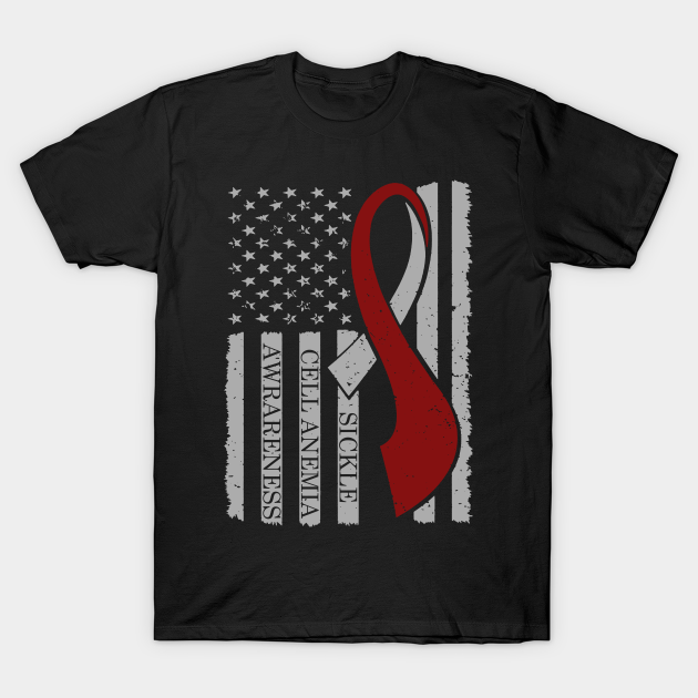 Sickle Cell Anemia Awareness Ribbon American Flag - In This Family We ...