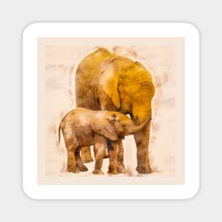 Mother Elephant and her Baby Magnet