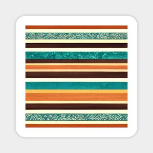 Beautiful mix of patterned turquoise and brown striped design. Magnet