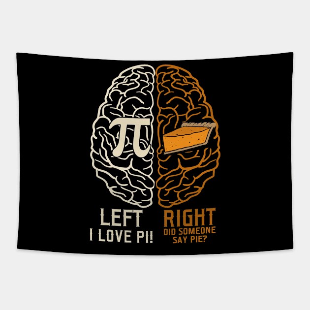 Left vs. Right Brain Pie Pi Day Tapestry by Dunnhlpp