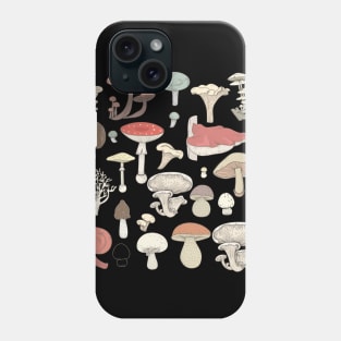 Vintage wild mushrooms fungi variety Phone Case