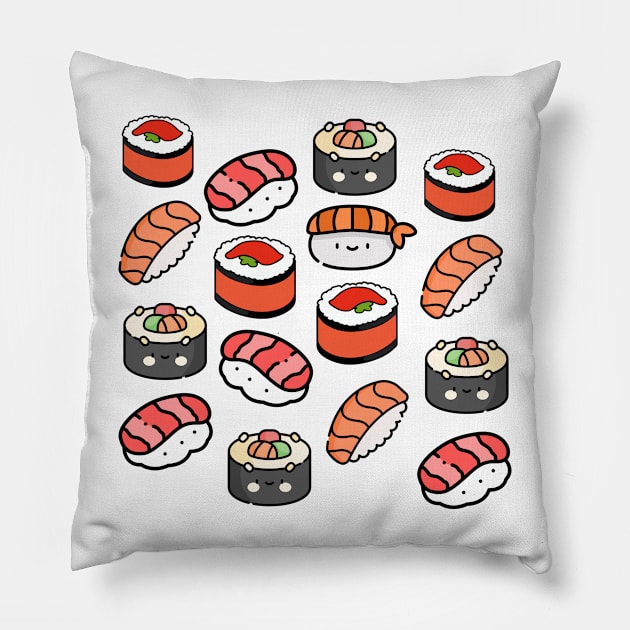 Cute Kawaii Sushi Colorful Fun Food Pillow by OneHappyDay