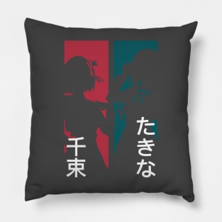 Lycoris recoil Chisato nishikigi and Takina inoue Transparent anime characters silhouette design with Kanji Pillow