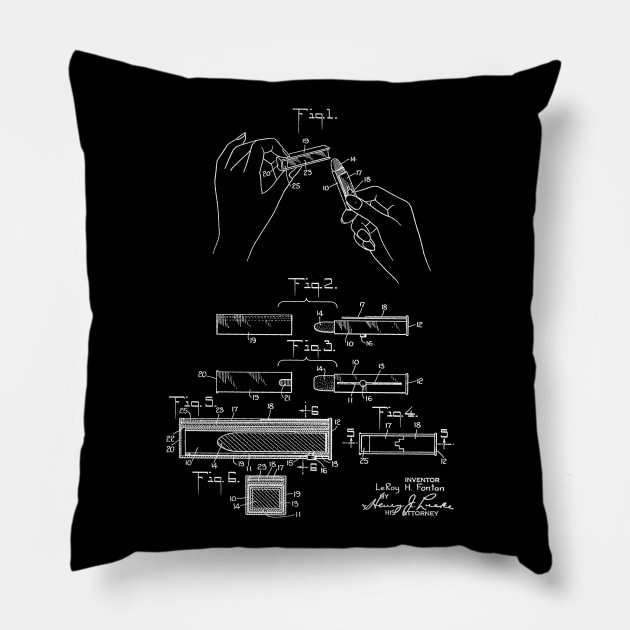 Lipstick with Mirror Vintage Patent Drawing Pillow by TheYoungDesigns