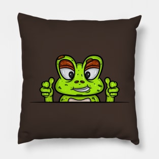 Frog Cartoon With Smug Face Expression Pillow