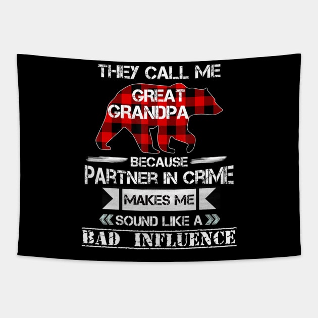 They Call me Great Grandpa Bear Red Plaid Matching Family Tapestry by crowominousnigerian 