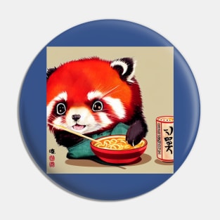 Kawaii Red Panda Eating Ramen Pin