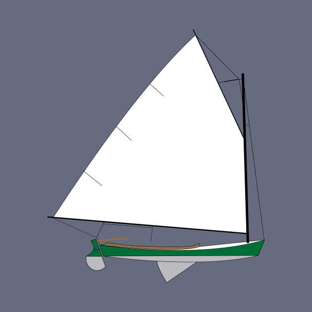 Cotuit Skiff Sailboat - Green by CHBB