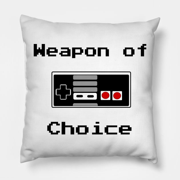 Old School Gamer Weapon of Choice Art Pillow by humanwurm