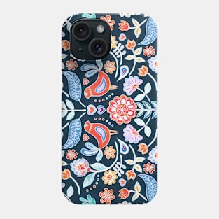 Happy Folk Summer Floral on Navy Phone Case