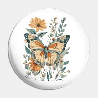 Butterfly Flowers Pin